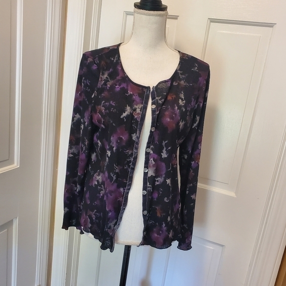 J. Jill Sweaters - J.Jill Floral Lightweight Cardigan size LP